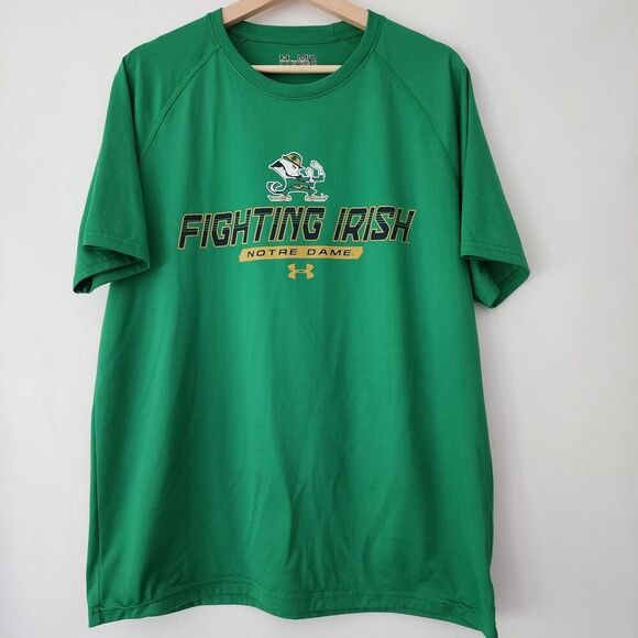 Under Armour Loose green Fighting Irish Notre Dame short‎ sleeve shirt size M - Picture 2 of 6